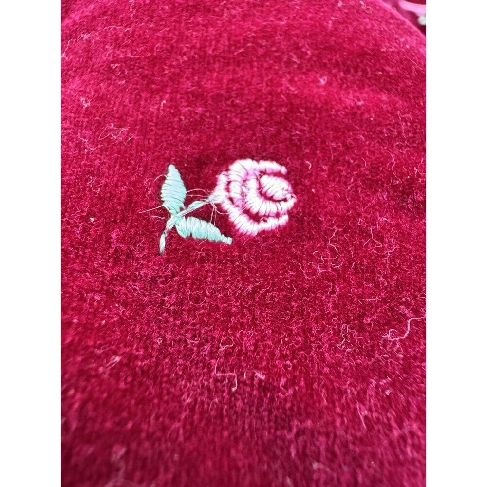 VTG Baby Togs Red Velvet Baby Romper Size 12 Months With Collar -embroidered